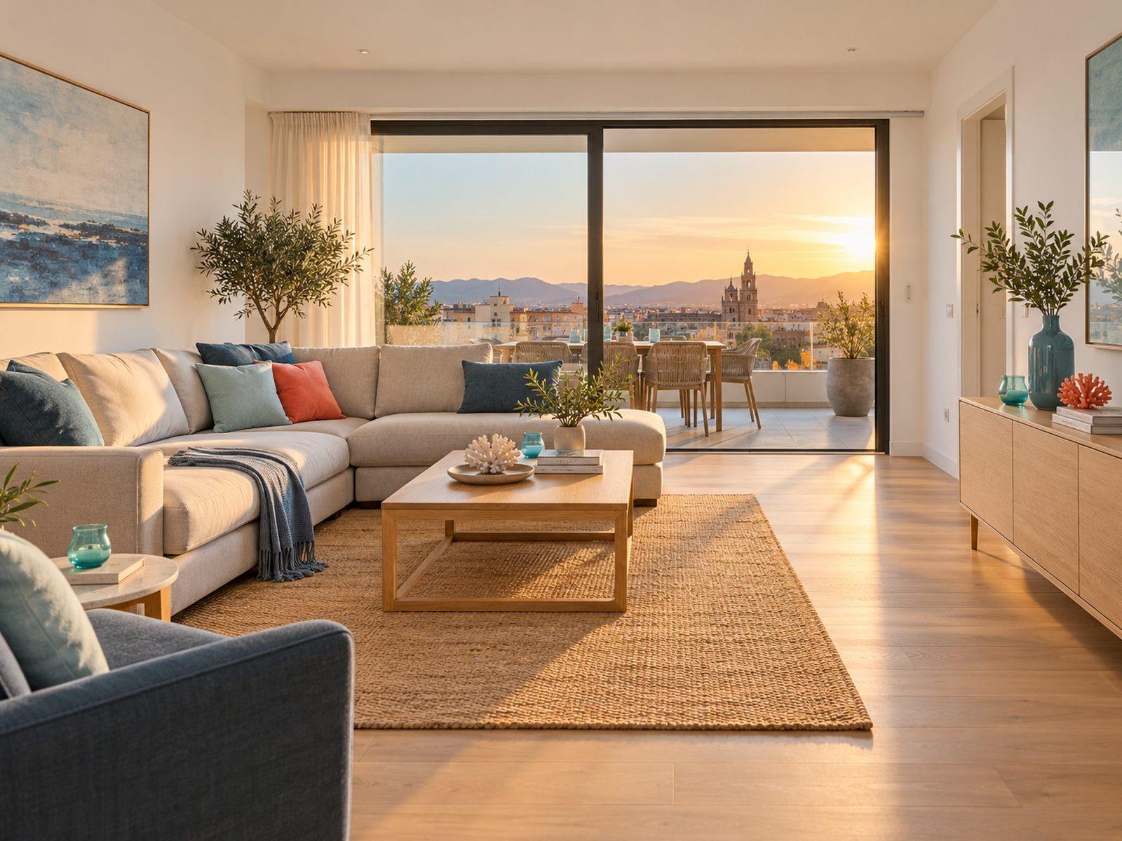Salón luminoso recién reformado al atardecer, listo para enseñar (imagen ilustrativa)